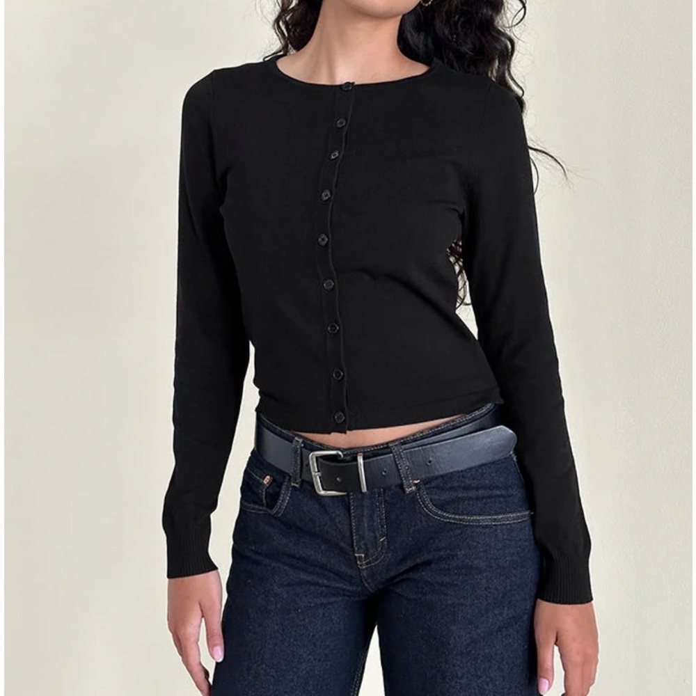 Motel Rocks Giovanina Cardigan in Flat Knit Black